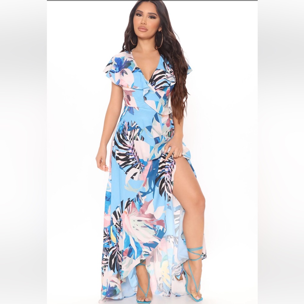 NWT Fashion Nova Paradise Falls High Low Wrap Dress